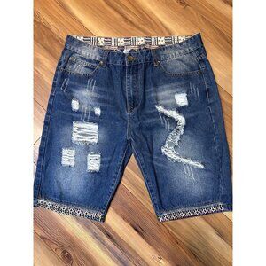 Distressed Denim Shorts XXL 38 Waist Tapered Unisex Y2K Streetwear